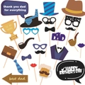 Set de 25 accesorios fotográficos para el día del padre con corbatas, gafas y bocadillos - Juego de 25 Accesorios para Fotos del Día del Padre