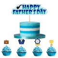 Vatertag Tortendeko Set mit Happy Father's Day Banner und Heldenmotiven für die Party - Großes Und Kleines Kuchendeko-Set
