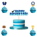 Vatertag Tortendeko Set in Blau mit Happy Father's Day Banner und Anzug Motiven - Sortierte Kuchendeko-Stile