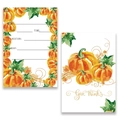 Set di biglietti d'invito per il Ringraziamento con zucche e scritta Give Thanks - Stile Zucca a Inchiostro