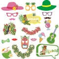 Kit de 20 accesorios para fotos de fiesta hawaiana con motivos tropicales Tiki y Aloha - Set Estilo Tropical Hawaiano