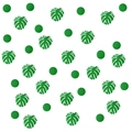 Glitzernde grüne Monstera-Blätter und rundes Konfetti-Set für tropische Tischdekoration - 100 Stk/Packung