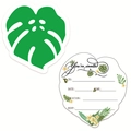 Cartes d'invitation de fête tropicale en forme de feuille de monstera avec fleurs - Style Feuille de Monstera