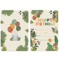 Cartes d'invitation anniversaire animaux de la jungle avec motifs éléphant et girafe - Animaux de la Jungle en Dessin Animé Recto-Verso