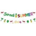 Set di striscioni per festa Hawaii con fenicottero glitter ananas e hello summer - Set Striscioni Sweet Summer e Aloha