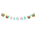 Striscione Aloha tropicale con maschere Tiki e foglie per festa in spiaggia estiva - Stile Irregolare