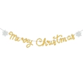 Striscione Merry Christmas glitterato oro con fiocchi di neve argento per festa di Natale - Fiocco di Neve Bianco + Striscione Merry Christmas Oro