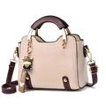 Bolso bandolera beige y granate con asa y detalle de colgante de vaca - Caqui