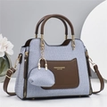 Bolso bandolera azul chic con asas de cuero marrón y accesorio de mini monedero - L26cm A12cm A20cm / Azul