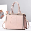 Pink faux crocodile leather tote bag for women with golden hardware and top handles - Pink