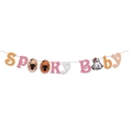Halloween Spooky Baby garland featuring pastel letters with cute ghost and spider accents - Spooky Baby Pull Flag