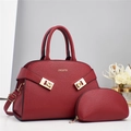 Red lychee grain leather handbag set with two pieces, featuring gold hardware and handles - 2 Pieces/Set (29x12x20cm) / Red