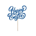Sparkling blue glitter Happy Easter cake topper decoration with festive calligraphy - Blue