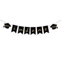Dettaglio dello striscione di laurea 2026 con testo dorato I Am Done e tocchi neri da dottore - Nero Coda di Rondine I Am Done Striscione / Nero