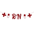 Banderole RN rouge pailletée avec croix médicale et capsule pour fête de remise des diplômes - Rouge