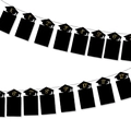 Kreative Abschluss-Fotogirlande mit schwarzen Kappenrahmen von Kindergarten bis Klasse 12 - Schwarze Karte DIY Aufkleber Bilderrahmen Banner