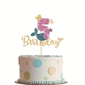 Detail of mermaid 5th birthday cake topper with glitter number five and blue fishtail - Age 5 Style