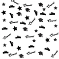 Black glitter graduation confetti with cap star and congrats text for 2026 party decor - Solid Black Set