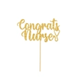 Gold glitzernder Congrats Nurse Kuchendeckel mit Stethoskop-Design auf weißem Grund - Goldenes Stethoskop / Gold