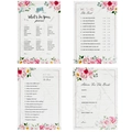 Set de tarjetas de juegos para despedida de soltera con rosas rosas y diseño mármol - Juego de 4 Tarjetas de Juego de Boda