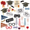 Set di 20 oggetti di scena per foto di laurea 2025 con tocchi e diplomi creativi - Accessori Foto di Laurea Grigio Marrone