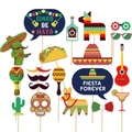 Mexikanische Fiesta Fotorequisiten Set mit Kaktus und Sombrero für Partyfotos - Mexikanische Kaktus Themen-Serie