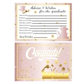 Abschlusskarten-Set in Rosa und Gold mit Glückwünschen und Doktorhut-Motiv für Absolventen - Roségold