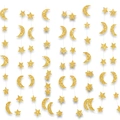 Detailed view of glittering gold star and moon party garlands hanging on white background - 3 Meters / Gold