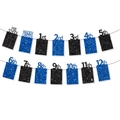 Blue and black glitter school milestone photo banner from Pre-school to Grade 12 - Black and Blue