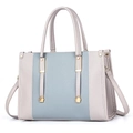 Elegant grey-blue and pink contrast leather handbag with gold hardware and detachable strap - Off-white