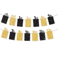 Black and gold glitter graduation photo banner set from preschool to 12th grade - Black & Gold
