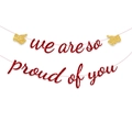 Glittering red 'We are so proud of you' banner for graduation party decoration - Thumb Icons And Text Slogan / Red And Gold