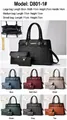 Three-piece handbag set with crocodile pattern including tote, clutch and card holder - 30x11x21cm / Gray