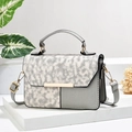 Gray woven texture crossbody bag with gold hardware on a clean minimalist display - 21x7x13cm / Silver
