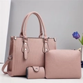 Ensemble de sacs à main trois pièces rose pâle avec grand cabas, sac bandoulière et portefeuille - Rose