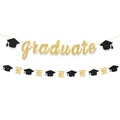 Glittering black and gold Graduate 2026 banner with graduation cap decorations - Gold (Graduate+2026)