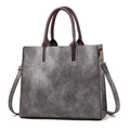 Retro-Shopper-Tasche in Grau mit Marmormuster und weinroten Griffen für Damen - 32x15x26cm / Grau