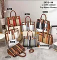 Detail view of woven tote bag series with leather trim and dimensions 33x12x23cm - Red