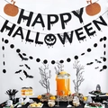 Set striscioni Happy Halloween con testo insanguinato, zucche glitterate e ghirlande nere - Set Striscioni Happy Halloween (Ghirlanda a Cerchi)