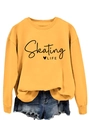 Detail of yellow sweatshirt featuring Skating Life print and ribbed cuffs for a casual look - S / Yellow (Black Font)