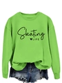 Detail of green Skating LIFE graphic sweatshirt with ribbed neckline and casual fit - S / Neon Green (Black Font)