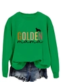 Dettaglio della felpa verde smeraldo Golden Mama con la silhouette di Golden Retriever - S / Felpa Verde Erba (Grafica Nera)