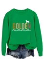 Dettaglio dei polsini a coste sulla felpa verde a maniche lunghe con stampa GOLDEN mama - S / Felpa Verde Erba (Grafica Bianca)