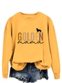 Detail of Golden mama text and golden retriever silhouette on yellow crewneck sweatshirt - Yellow Sweatshirt (Black Text)