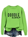 Detail of neon green DOODLE mom sweatshirt with ribbed crewneck and black lettering print - S / Fluorescent Green (Black Font)