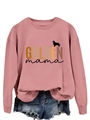 Detail of GOLDEN mama rose pink sweatshirt with golden retriever silhouette print - Rose Gold Sweatshirt (Black Text)
