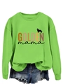Detail of neon green Golden Mama sweatshirt with rib-knit cuffs and pet silhouette - Neon Green Sweatshirt (Black Graphic)