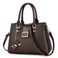 Elegante borsa marrone in pelle PU con fibbia dorata e ciondolo a fiocco per donna - Quadri Caffè