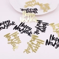 Glittering gold and matte black Happy New Year table confetti for festive party decor - Black Gold Card Happy New Year Confetti (50 Pieces)