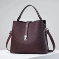 Elegant burgundy lace bucket bag with top handle and adjustable shoulder strap for women - Coffee